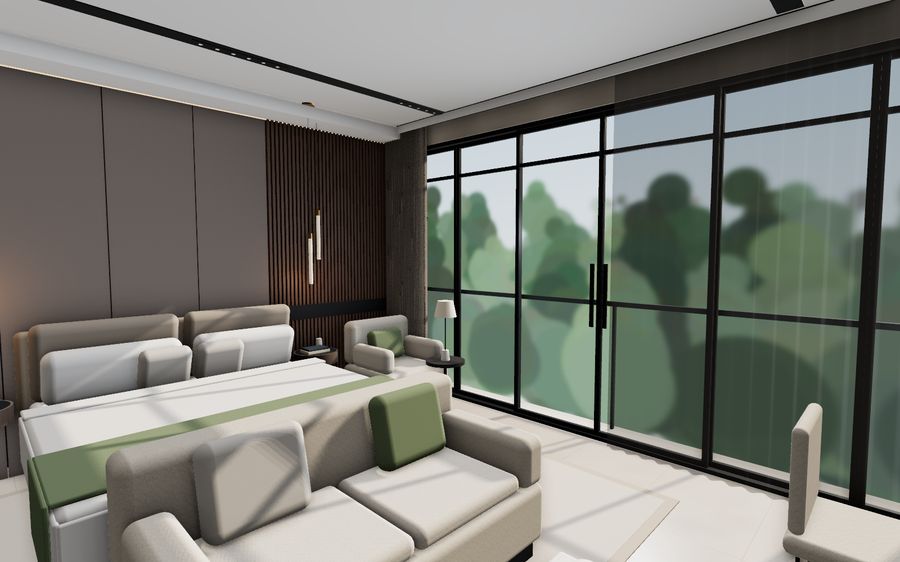 Suite Lounge, pandangan ke kaca geser penuh