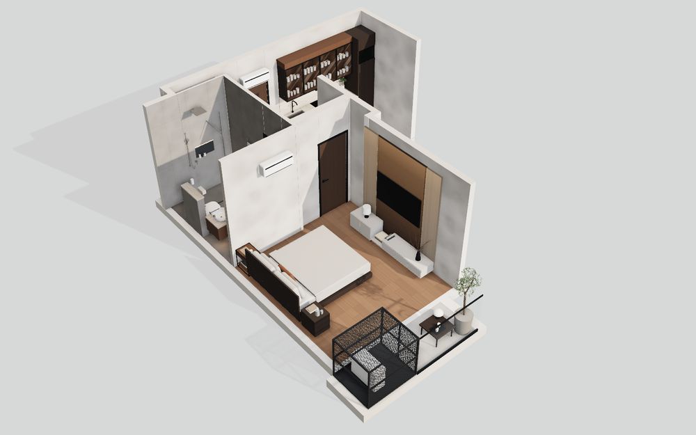 3D model of the 1 Bedroom 03B