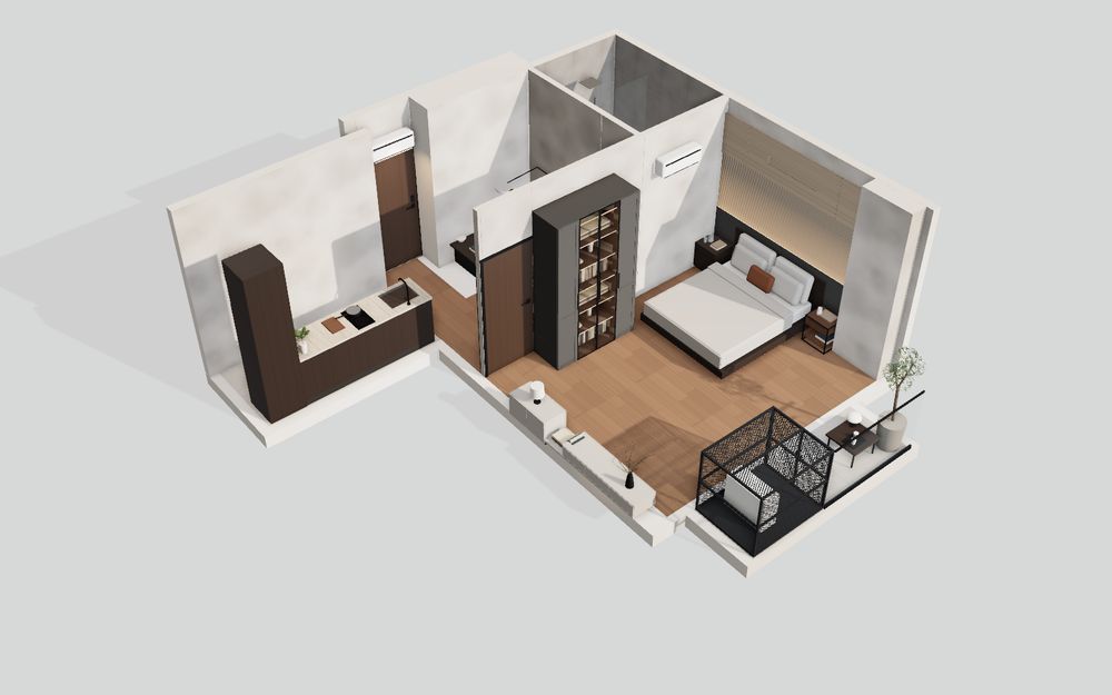 3D model of the 1 Bedroom 05C